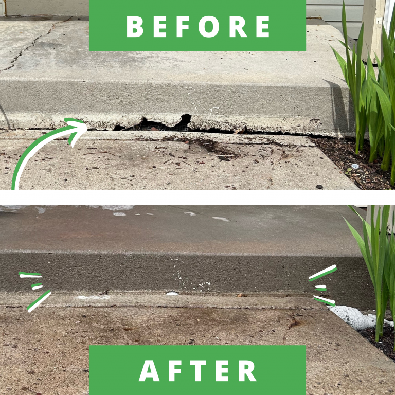 Project Before and After image of repaired sunken walkway